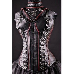 Women Real Leather Corset Overbust Handmade Black Genuine Leather Corset, Heavy Duty Steel Boned Waist Gothic Luxury and Stylish