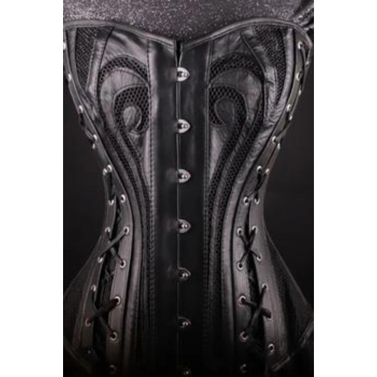 Women Real Leather Corset Overbust Handmade Black Genuine Leather Corset, Heavy Duty Steel Boned Waist Gothic Luxury and Stylish