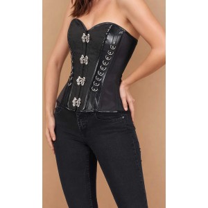 Women Real Leather Corset Overbust Handmade Black Genuine Leather Corset, Heavy Duty Steel Boned Waist Gothic Luxury and Stylish