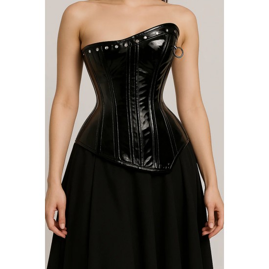 Women Real Leather Corset Overbust Handmade Black Genuine Leather Corset, Heavy Duty Steel Boned Waist Gothic Luxury and Stylish