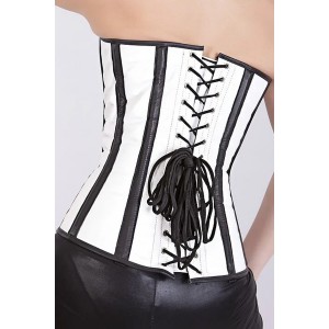Women Real Leather Corset Overbust Handmade White Genuine Leather Corset, Heavy Duty Steel Boned Waist Gothic Luxury and Stylish