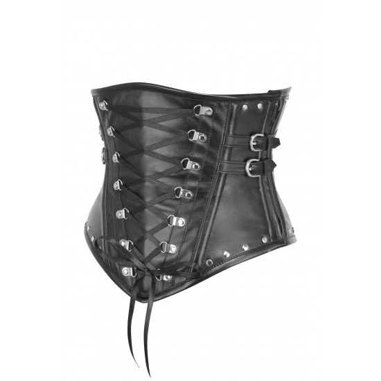 Women Real Leather Corset Underbust Handmade Black Genuine Leather Corset, Heavy Duty Steel Boned Waist Gothic Luxury and Stylish