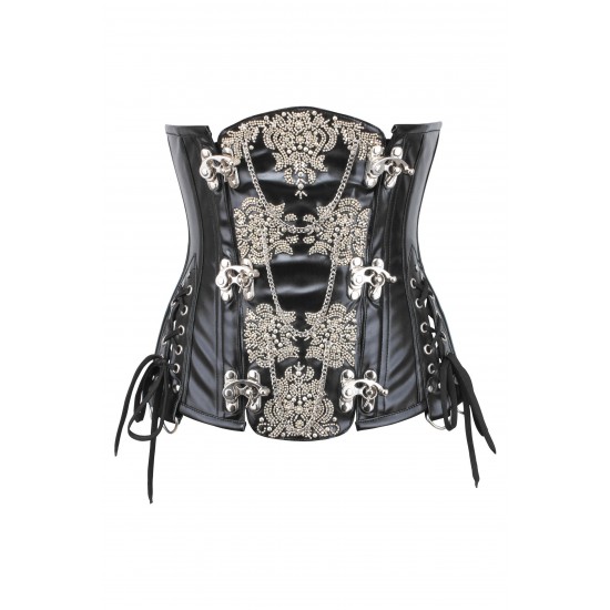 Women Real Leather Corset Underbust Handmade Black Genuine Leather Corset, Heavy Duty Steel Boned Waist Gothic Luxury and Stylish