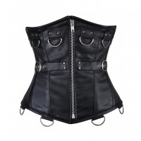 Women Real Leather Corset Underbust Handmade Black Genuine Leather Corset, Heavy Duty Steel Boned Waist Gothic Luxury and Stylish