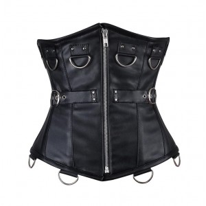 Women Real Leather Corset Underbust Handmade Black Genuine Leather Corset, Heavy Duty Steel Boned Waist Gothic Luxury and Stylish