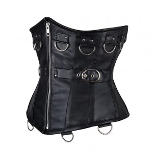 Women Real Leather Corset Underbust Handmade Black Genuine Leather Corset, Heavy Duty Steel Boned Waist Gothic Luxury and Stylish