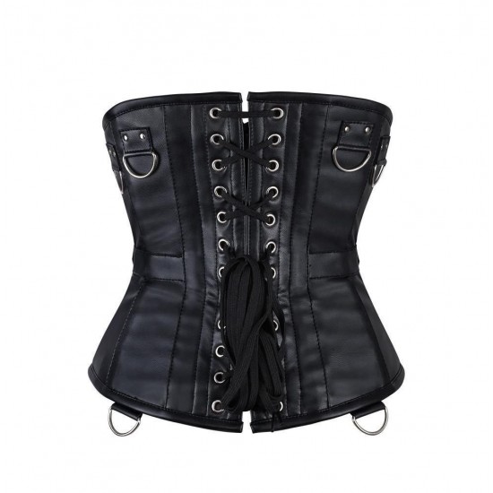 Women Real Leather Corset Underbust Handmade Black Genuine Leather Corset, Heavy Duty Steel Boned Waist Gothic Luxury and Stylish