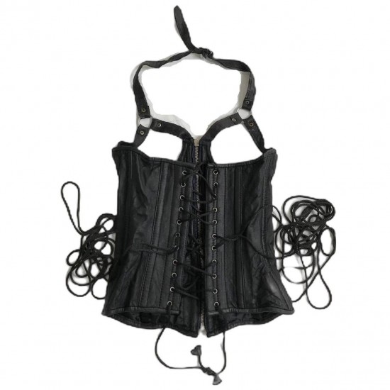 Women Real Leather Corset Underbust Handmade Black Genuine Leather Corset, Heavy Duty Steel Boned Waist Gothic Luxury and Stylish