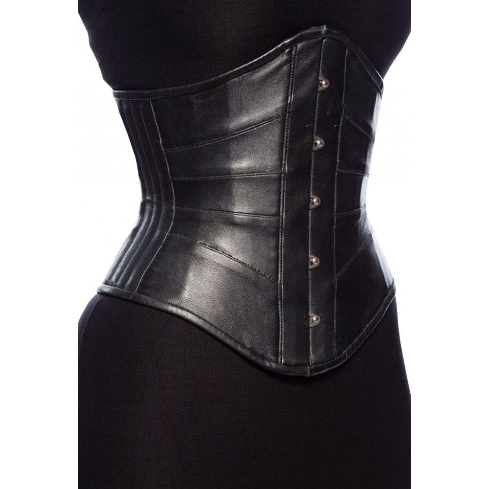 Women Real Leather Corset Underbust Handmade Black Genuine Leather Corset, Heavy Duty Steel Boned Waist Gothic Luxury and Stylish