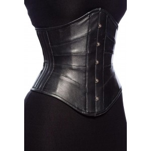 Women Real Leather Corset Underbust Handmade Black Genuine Leather Corset, Heavy Duty Steel Boned Waist Gothic Luxury and Stylish