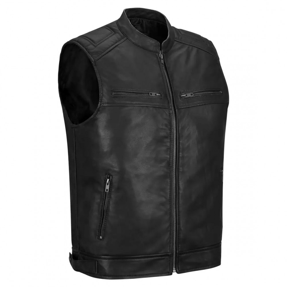 Men's Motorcycle Real Leather Vest Premium Leather Handmade Club, Diamond Quilted Leather Vest, Leather Biker Vest Motorbike Vest Cowhide