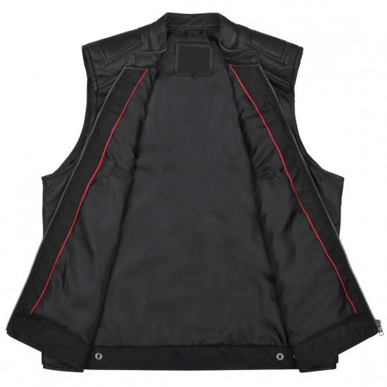 Men's Motorcycle Real Leather Vest Premium Leather Handmade Club, Diamond Quilted Leather Vest, Leather Biker Vest Motorbike Vest Cowhide