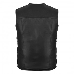 Men's Motorcycle Real Leather Vest Premium Leather Handmade Club, Diamond Quilted Leather Vest, Leather Biker Vest Motorbike Vest Side Laces