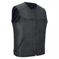 Men's Motorcycle Real Leather Vest Premium Leather Handmade Club, Diamond Quilted Leather Vest, Leather Biker Vest Motorbike Vest Cowhide