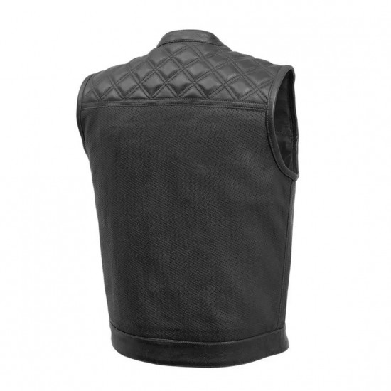 Men's Motorcycle Real Leather Vest Perforated Premium Leather Handmade Club, Diamond Quilted Leather Vest, Leather Biker Vest Motorbike Vest