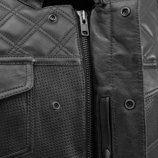 Men's Motorcycle Real Leather Vest Perforated Premium Leather Handmade Club, Diamond Quilted Leather Vest, Leather Biker Vest Motorbike Vest