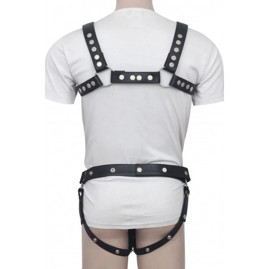Men's Real Leather Harness with Jockstrap, Fetish, Club Leather Underwear, Sexy Thong, Adult, Codpiece, Fetish Men Leather Fashion Wear 