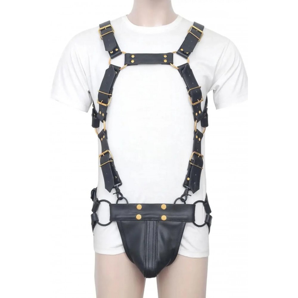 Men's Real Leather Jockstrap with Harness, Fetish, Club Leather Underwear, Sexy Thong, Adult, Codpiece, Men Leather Fashion Wear 