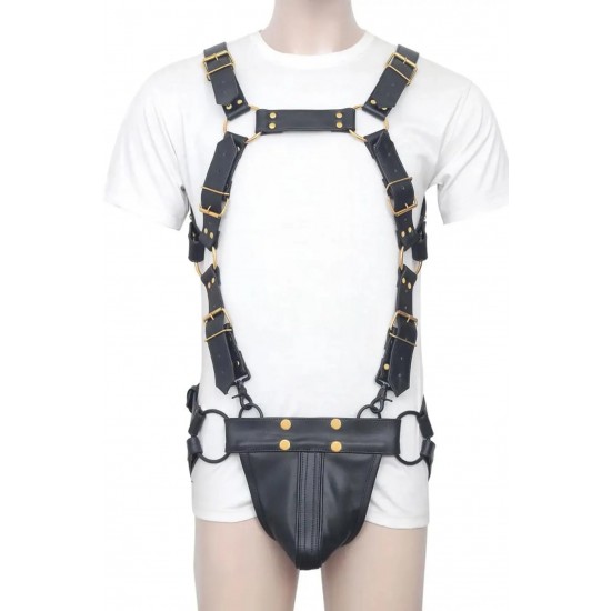 Men's Real Leather Jockstrap with Harness, Fetish, Club Leather Underwear, Sexy Thong, Adult, Codpiece, Men Leather Fashion Wear 