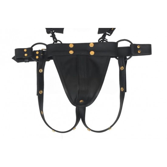 Men's Real Leather Jockstrap with Harness, Fetish, Club Leather Underwear, Sexy Thong, Adult, Codpiece, Men Leather Fashion Wear 