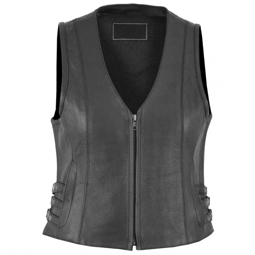 Women Real Leather Vest Open Neck Ladies Motorcycle Vest Vintage Sleeveless Handmade, 100% Real Premium Soft Leather Vest, Gift For Her