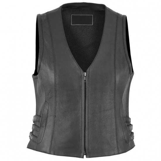 Women Real Leather Vest Open Neck Ladies Motorcycle Vest Vintage Sleeveless Handmade, 100% Real Premium Soft Leather Vest, Gift For Her
