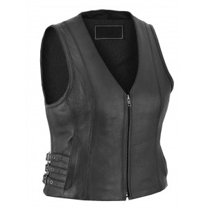 Women Real Leather Vest Open Neck Ladies Motorcycle Vest Vintage Sleeveless Handmade, 100% Real Premium Soft Leather Vest, Gift For Her