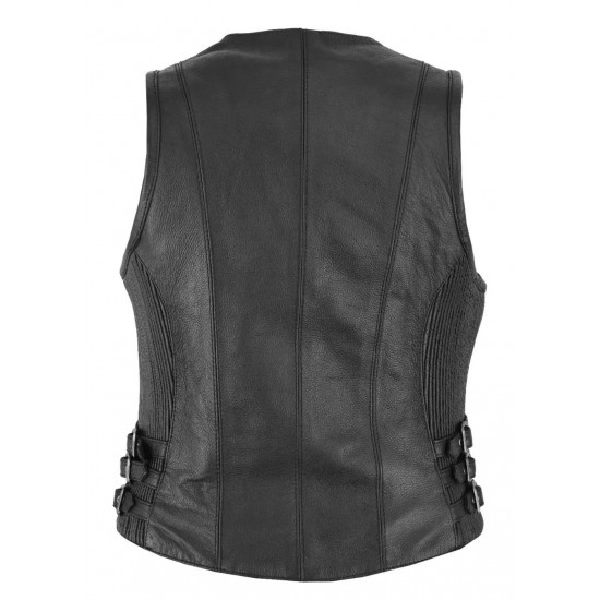 Women Real Leather Vest Open Neck Ladies Motorcycle Vest Vintage Sleeveless Handmade, 100% Real Premium Soft Leather Vest, Gift For Her