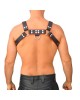 Handcrafted Leather Chest Harness, Men's Real Leather Harness, Handcrafted Fetish Bulldog Chest Harness With Red Piping, Adjustable Fit. 