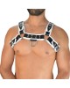 Men's Real Leather Harness, Premium Leather Harness, Handcrafted Fetish Bulldog Chest Harness With White Piping, Adjustable Fit