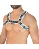 Men's Real Leather Harness, Premium Leather Harness, Handcrafted Fetish Bulldog Chest Harness With White Piping, Adjustable Fit
