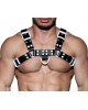 Men's Real Leather Harness, Premium Leather Harness, Handcrafted Fetish Bulldog Chest Harness With White Accessory, Adjustable Fit.