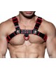 Men's Real Leather Harness, Premium Leather Harness, Handcrafted Fetish Bulldog Chest Harness With Red Accessory, Adjustable Fit.