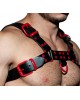 Men's Real Leather Harness, Premium Leather Harness, Handcrafted Fetish Bulldog Chest Harness With Red Accessory, Adjustable Fit.