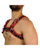 Men's Real Leather Harness, Premium Leather Harness, Handcrafted Fetish Bulldog Chest Harness With Red Piping, Adjustable Fit.
