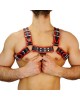 Men's Real Leather Harness, Premium Leather Harness, Handcrafted Fetish Bulldog Chest Harness With Red Piping, Adjustable Fit.
