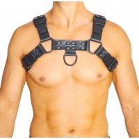 Men's Real Leather Harness, Premium Leather Harness, Handcrafted Fetish Bulldog Chest Harness With Black Accessory, Adjustable Fit. 
