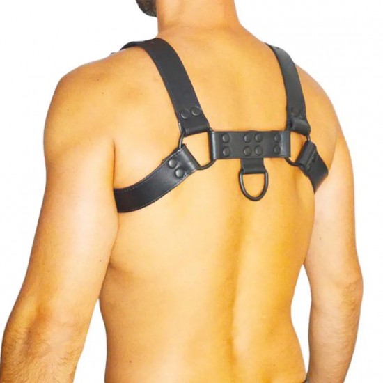 Men's Real Leather Harness, Premium Leather Harness, Handcrafted Fetish Bulldog Chest Harness With Black Accessory, Adjustable Fit. 