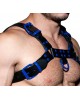 Genuine Leather Chest Harness, Adjustable Straps, Multiple Colors, Handcrafted Fetish Bulldog Chest Harness With Blue Accessory