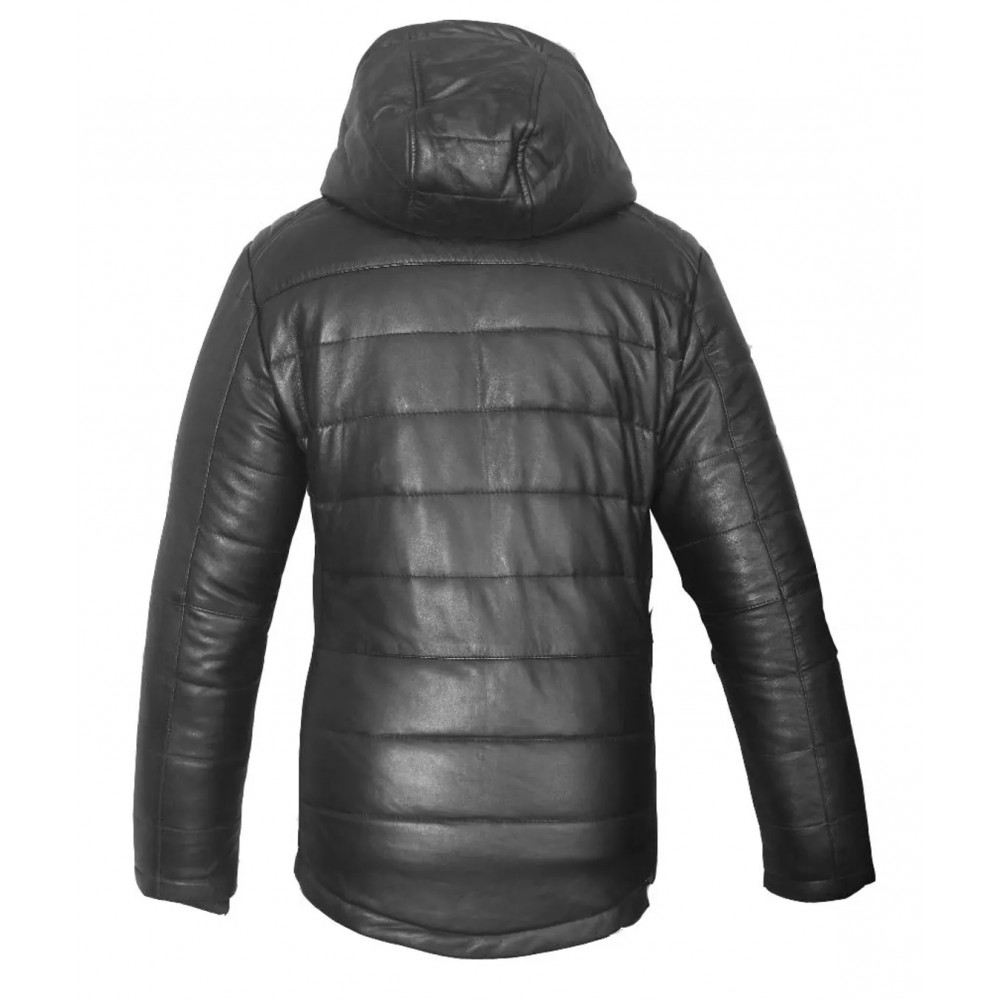 Women Quilted Real Leather Jacket with Hood, Classic Handmade Vintage Fashion Wear