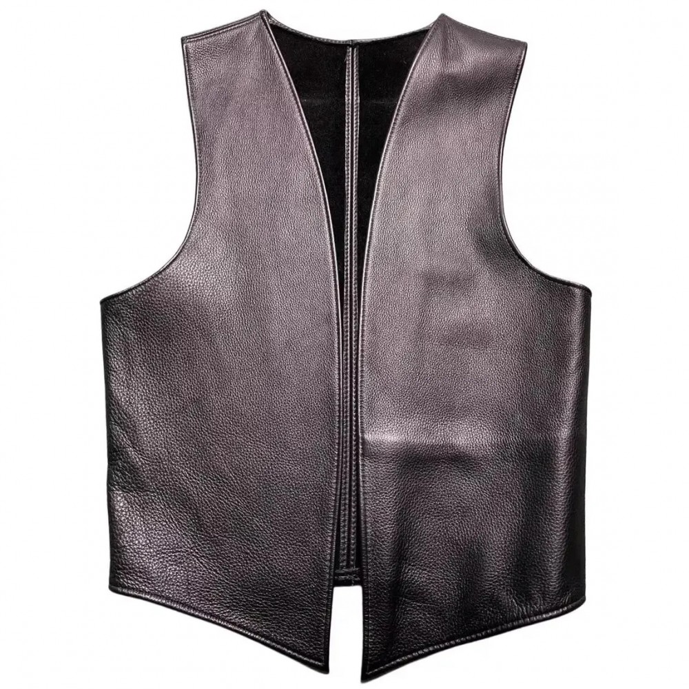 Men Real Leather Bartender Vest Cowhide Bar Waistcoat Open Front Vintage Style, Handmade – Gay Bar Vest, Bar Waistcoat Durability and Style