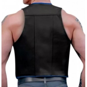 Men Real Leather Bartender Vest Cowhide Bar Waistcoat Open Front Vintage Style, Handmade – Gay Bar Vest, Vintage Leather Club, Party Vest