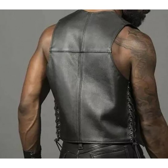 Men Real Leather Bartender Vest Cowhide Bar Waistcoat Open Front Vintage Style, Handmade – Gay Bar Vest, Bar Waistcoat Durability and Style