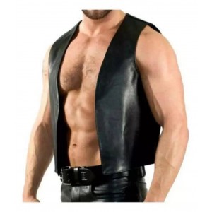 Men's Real Leather Bartender Vest, Handmade – Gay Bar Vest, Waistcoat, Vintage Leather Club Vest, Genuine Leather Party Vest