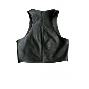 Premium Men's Real Leather Bartender Vest Cowhide Bar Waistcoat Open Front Vintage Style, Handmade Gay Bar Vest, Stylish Sleeveless Clubwear