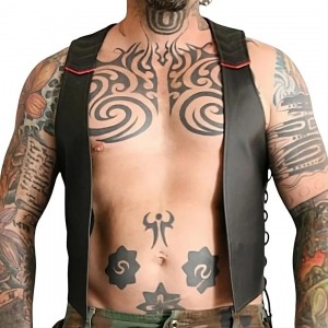 Men Real Leather Bartender Vest Cowhide Bar Waistcoat Open Front Vintage Style, Handmade – Gay Bar Vest, Bar Waistcoat Durability and Style