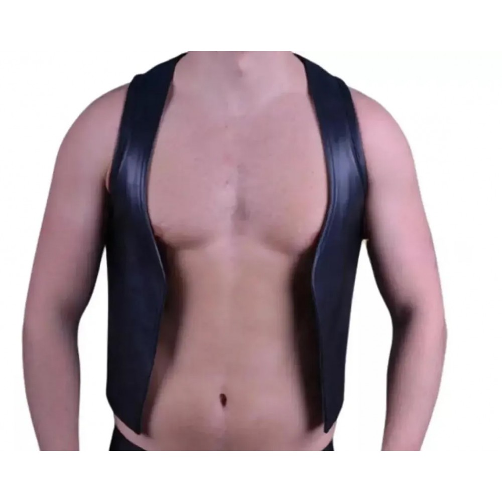 Men Real Leather Bartender Vest Cowhide Bar Waistcoat Open Front Vintage Style, Handmade – Gay Bar Vest, Bar Waistcoat Durability and Style