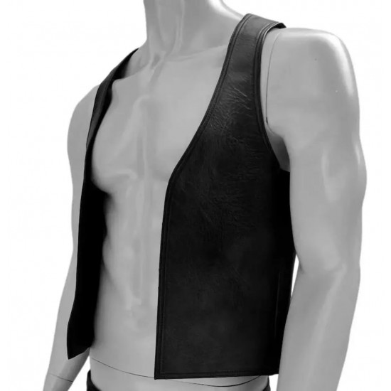 Men Real Leather Bartender Vest Cowhide Bar Waistcoat Open Front Vintage Style, Handmade – Gay Bar Vest, Bar Waistcoat Durability and Style