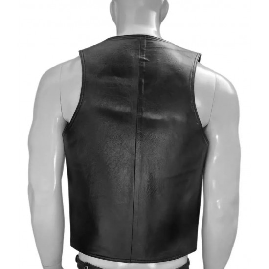 Men Real Leather Bartender Vest Cowhide Bar Waistcoat Open Front Vintage Style, Handmade – Gay Bar Vest, Bar Waistcoat Durability and Style