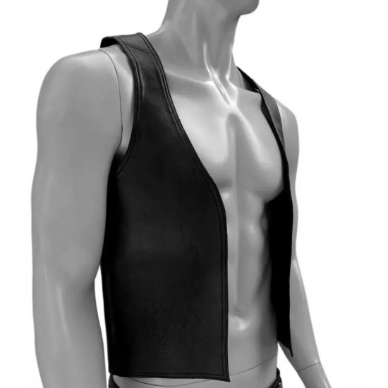 Men Real Leather Bartender Vest Cowhide Bar Waistcoat Open Front Vintage Style, Handmade – Gay Bar Vest, Bar Waistcoat Durability and Style